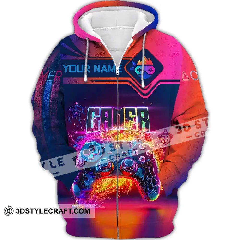 Unisex Shirt Custom Name For Gamers Gamer T-Shirt Gift Game Lover Zipper Hoodie / S T-Shirt