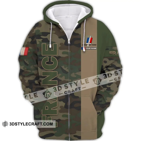 Unisex Shirt - Custom Name France Armee De Terre Zipper Hoodie / S T-Shirt