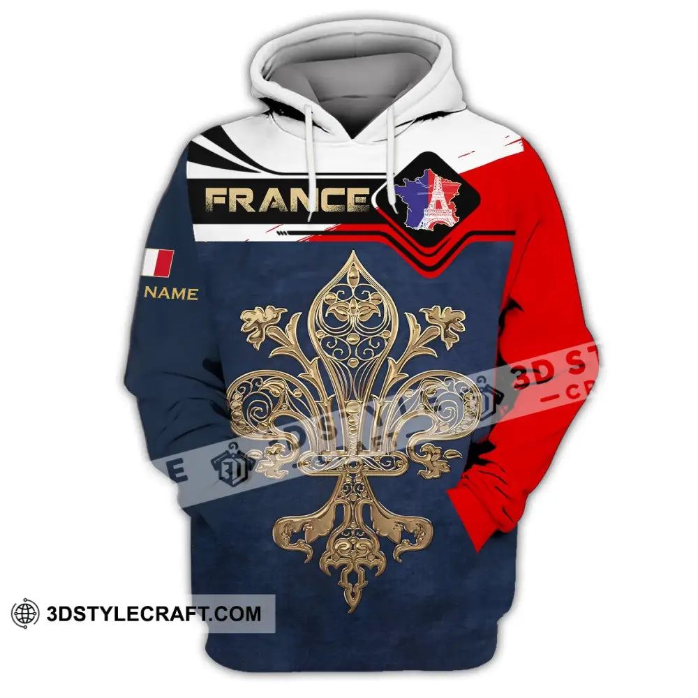 Unisex Shirt - Custom Name France Map Hoodie / S T-Shirt