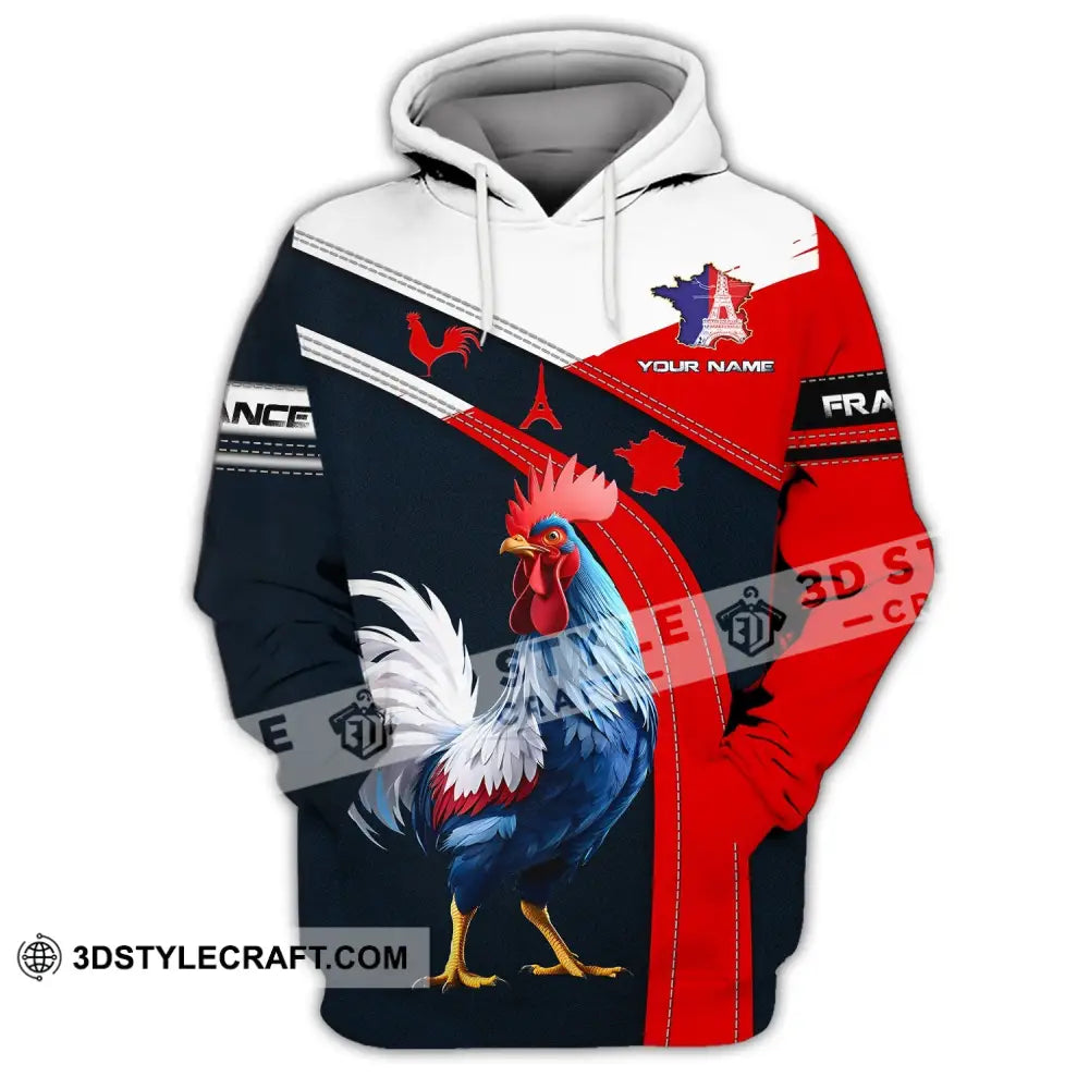 Unisex Shirt - Custom Name France Map The Gallic Rooster Hoodie / S T-Shirt