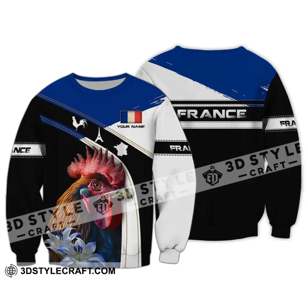 Unisex Shirt - Custom Name France The Gallic Rooster Long Sleeve / S T-Shirt