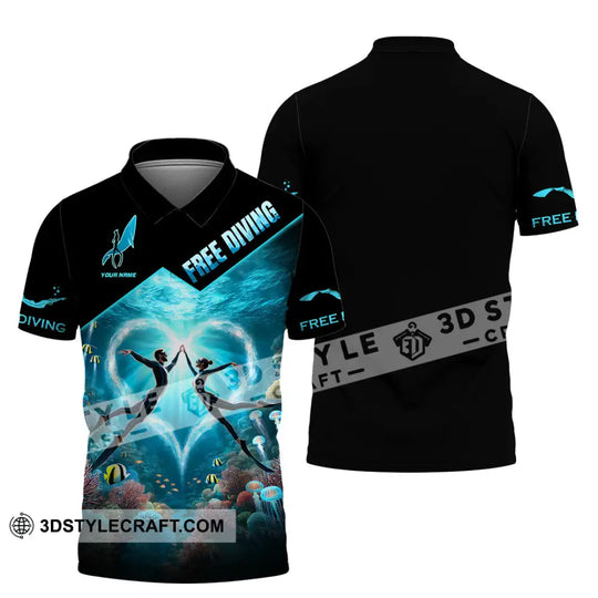 Unisex Shirt, Custom Name Free Diving Shirt, Diving Gift style option 4