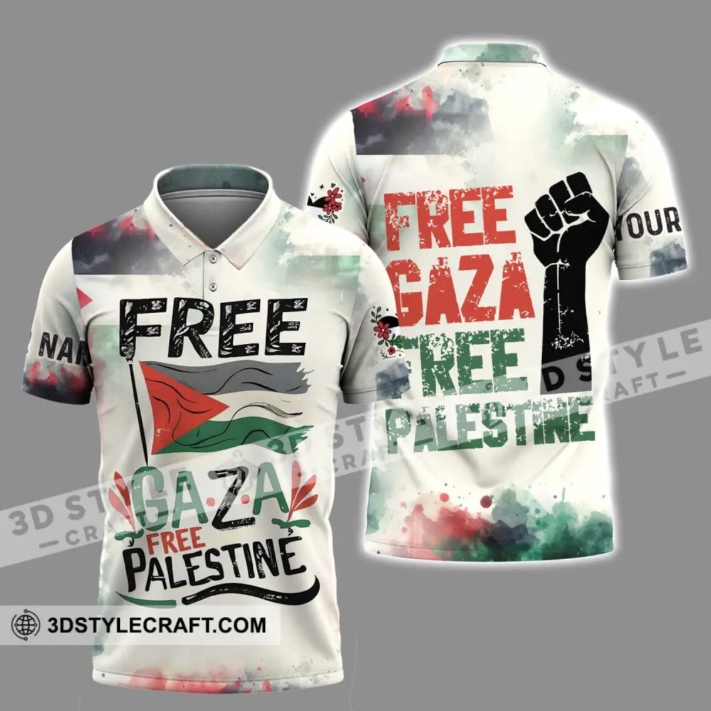 Unisex Shirt - Custom Name Free Gaza Palestine Polo / S T-Shirt