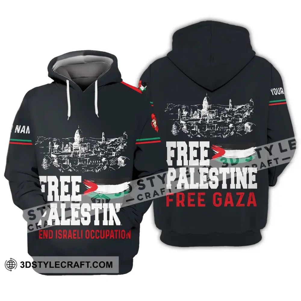 Unisex Shirt - Custom Name Free Palestine And Israeli Occupation Hoodie / S T-Shirt