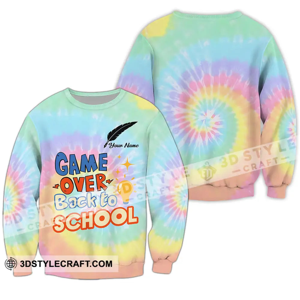 Unisex Shirt - Custom Name Game Over Back To School Long Sleeve / S T-Shirt