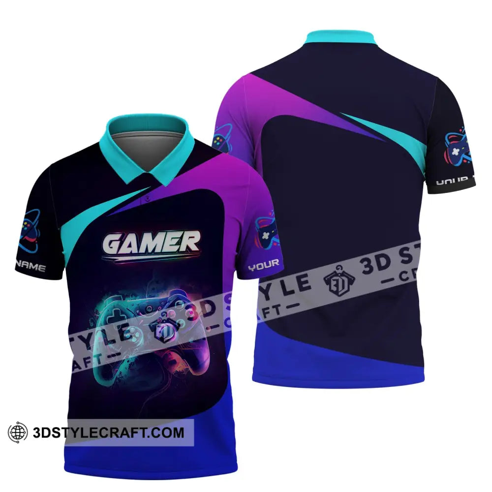 Unisex Shirt Custom Name Gamer T-Shirt Gift For Game Lover Polo / S T-Shirt