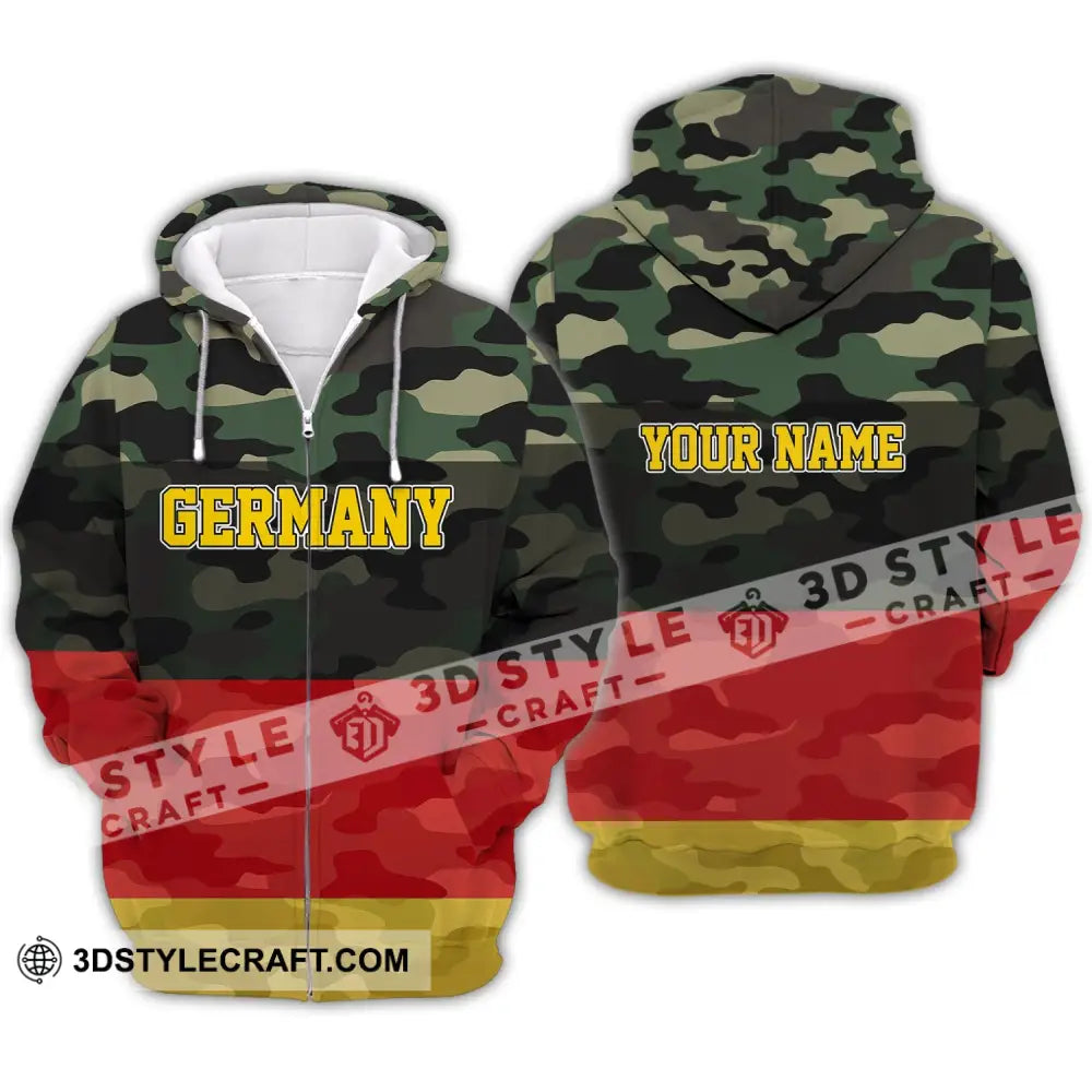 Unisex Shirt - Custom Name Germany All Over 3D Zipper Hoodie / S T-Shirt