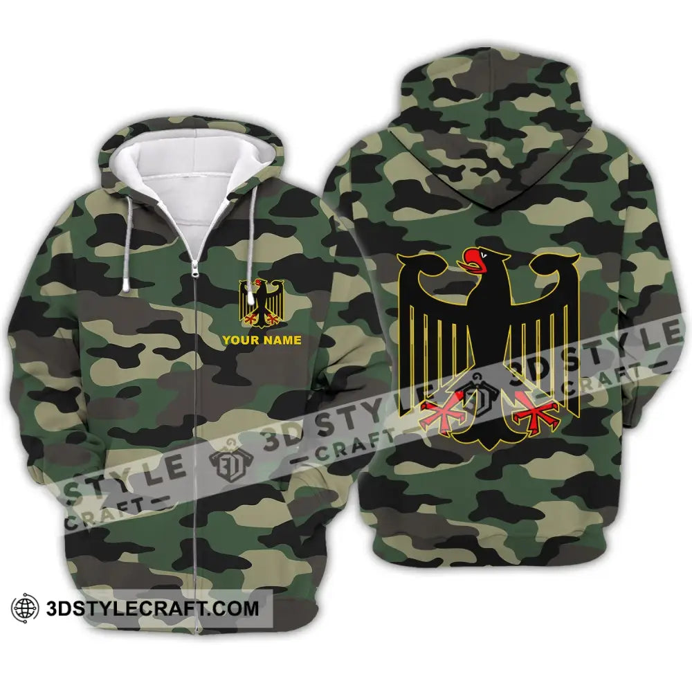 Unisex Shirt - Custom Name Germany Camo All Over Zipper Hoodie / S T-Shirt