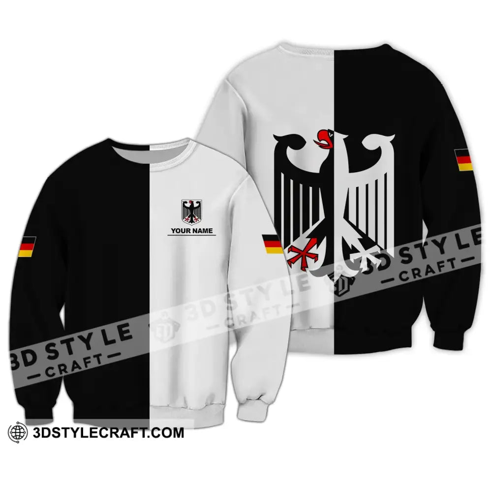 Unisex Shirt - Custom Name Germany Deutschland Half Black White Sport Long Sleeve / S T-Shirt