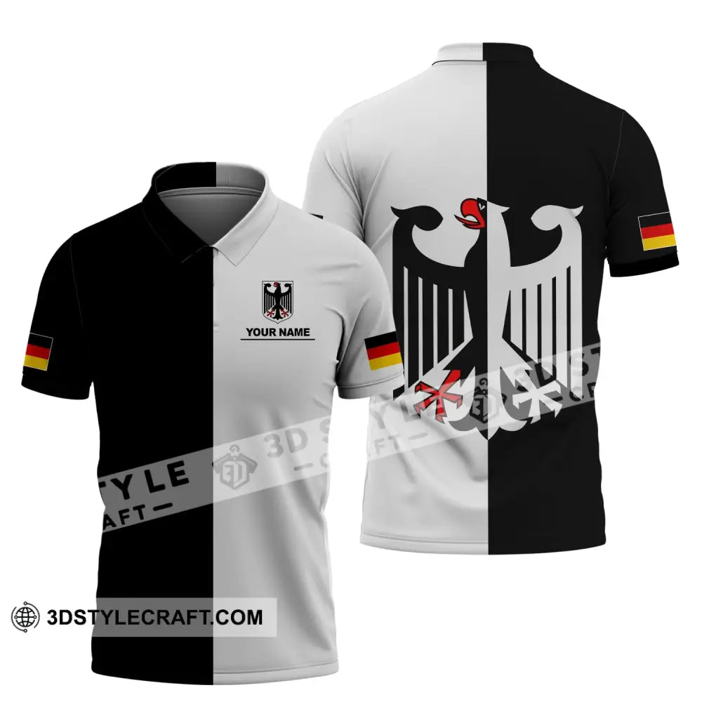 Unisex Shirt - Custom Name Germany Deutschland Half Black White Sport Polo / S T-Shirt