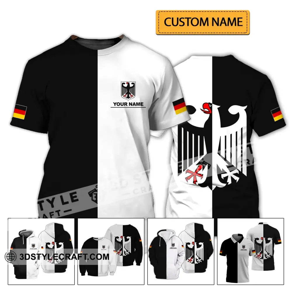 Unisex Shirt - Custom Name Germany Deutschland Half Black White Sport T-Shirt