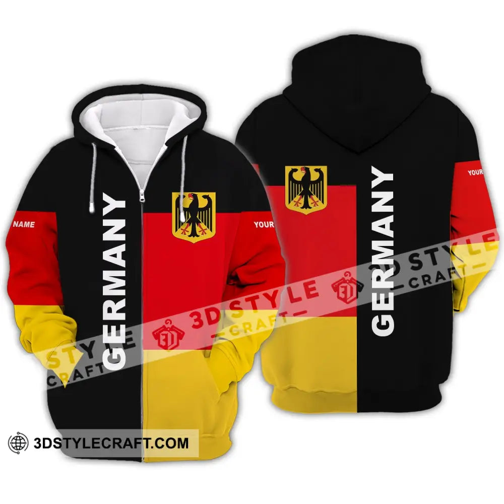 Unisex Shirt - Custom Name Germany Flag Zipper Hoodie / S T-Shirt