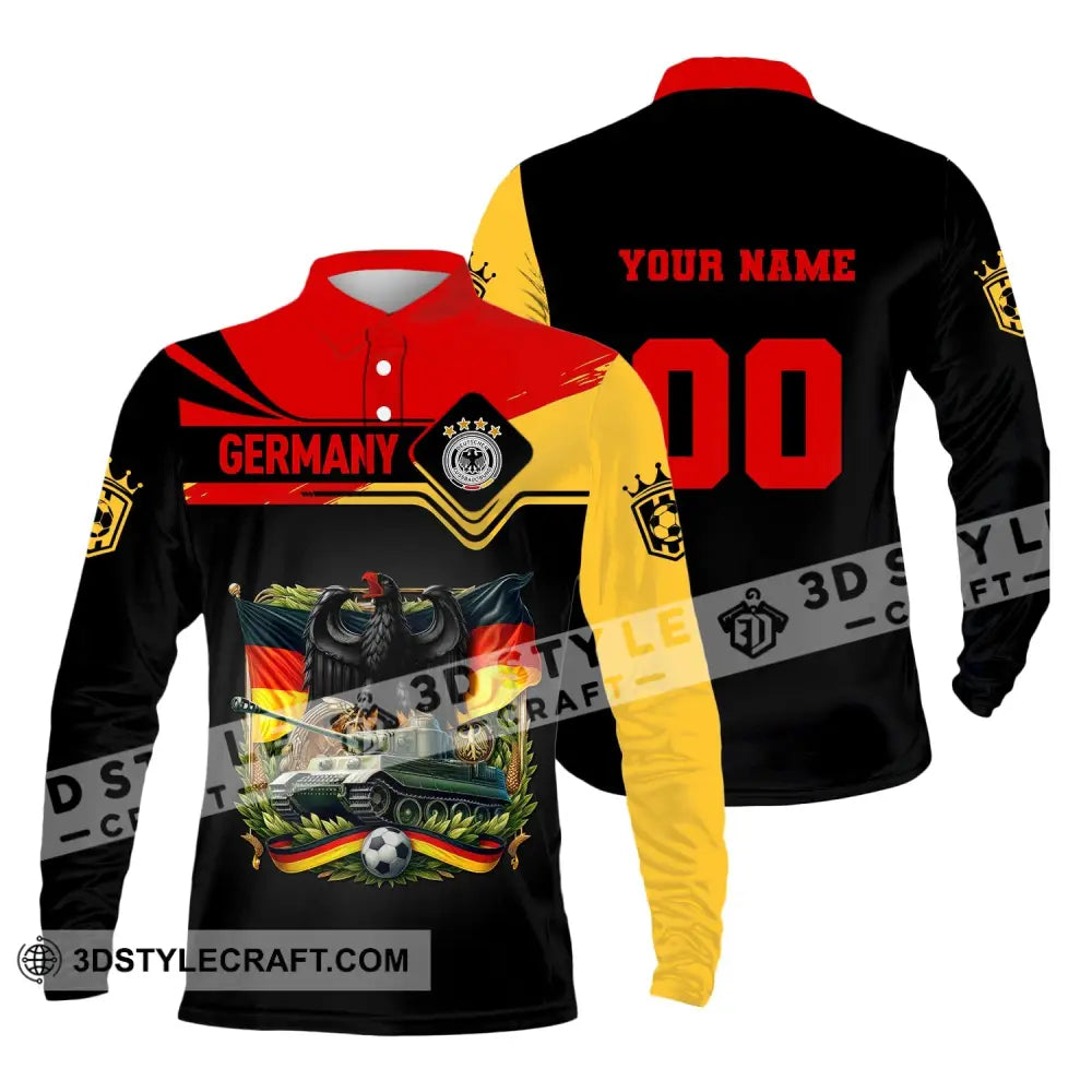 Unisex Shirt Custom Name Germany Football Polo Long Sleeve Soccer Lover / S T-Shirt