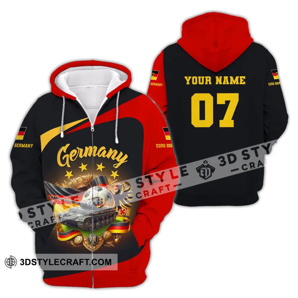 Unisex Shirt Custom Name Germany Football Polo Long Sleeve Soccer Lover Zipper Hoodie / S T-Shirt