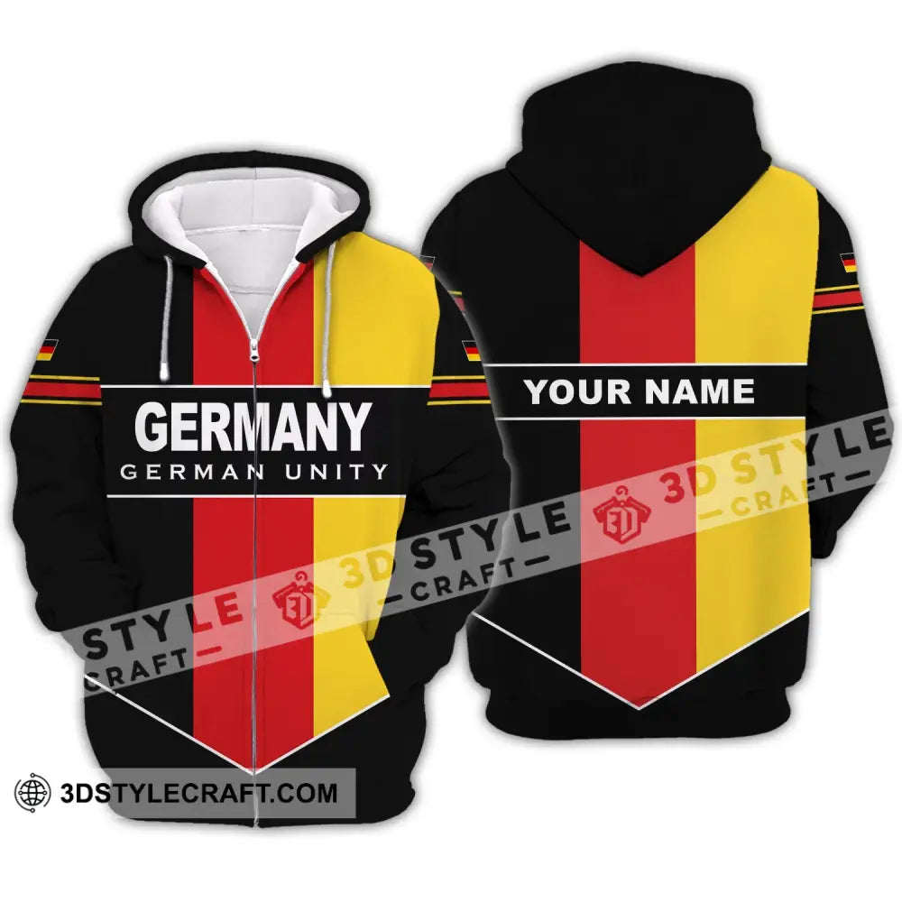 Unisex Shirt - Custom Name Germany German Unity Zipper Hoodie / S T-Shirt