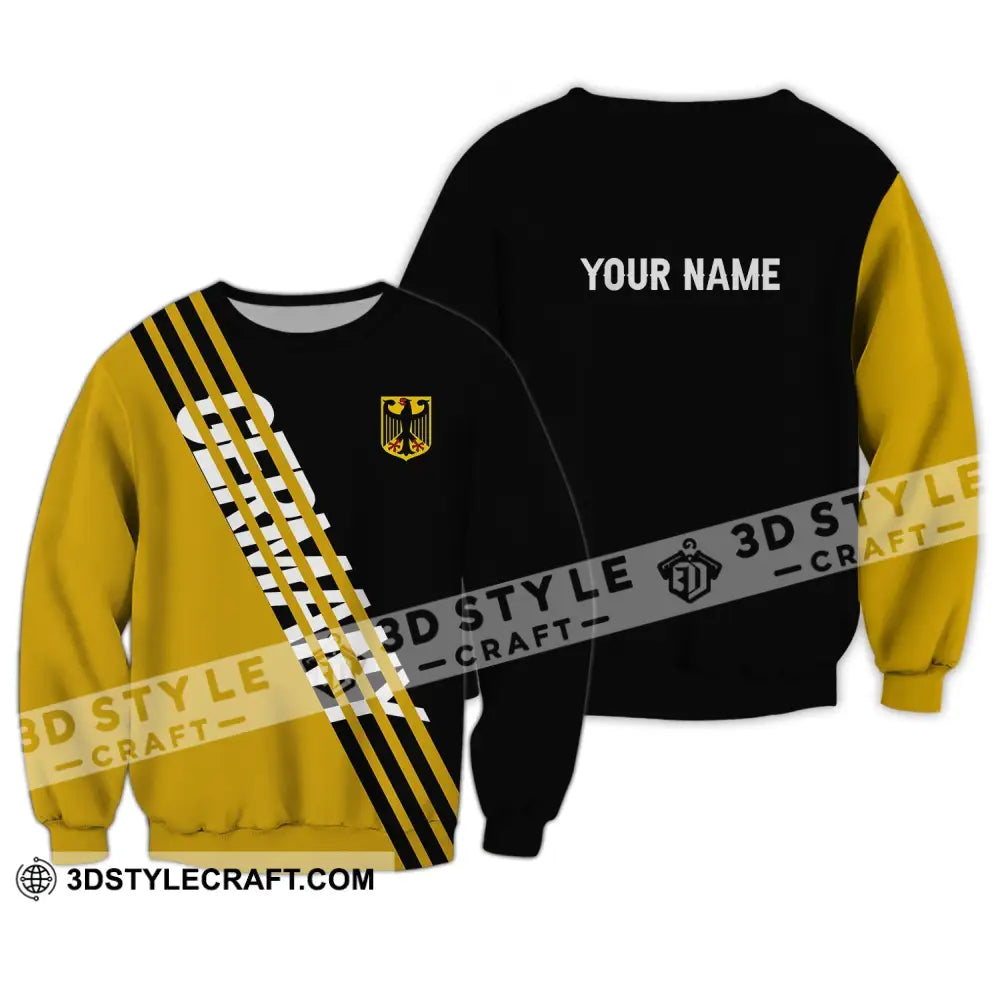 Unisex Shirt - Custom Name Germany Lifestyle Yellow And Black Long Sleeve / S T-Shirt