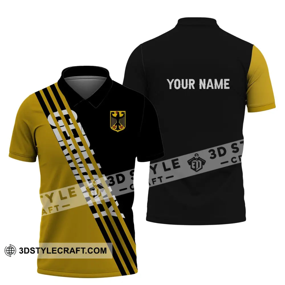 Unisex Shirt - Custom Name Germany Lifestyle Yellow And Black Polo / S T-Shirt