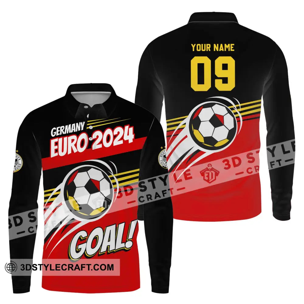 Unisex Shirt - Custom Name Germany National Team Euro 2024 Goal! Long Sleeve Polo / S T-Shirt