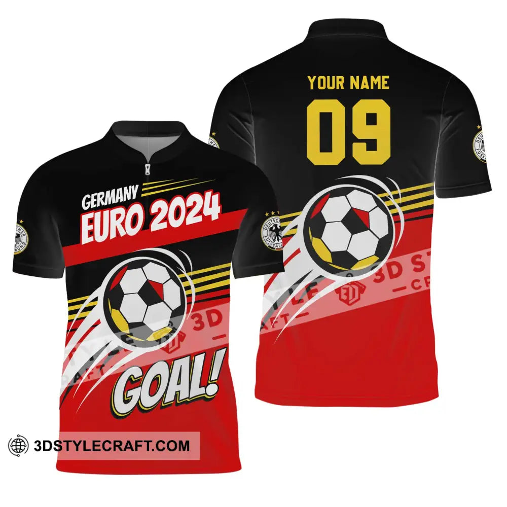 Unisex Shirt - Custom Name Germany National Team Euro 2024 Goal! Zipper Polo / S T-Shirt