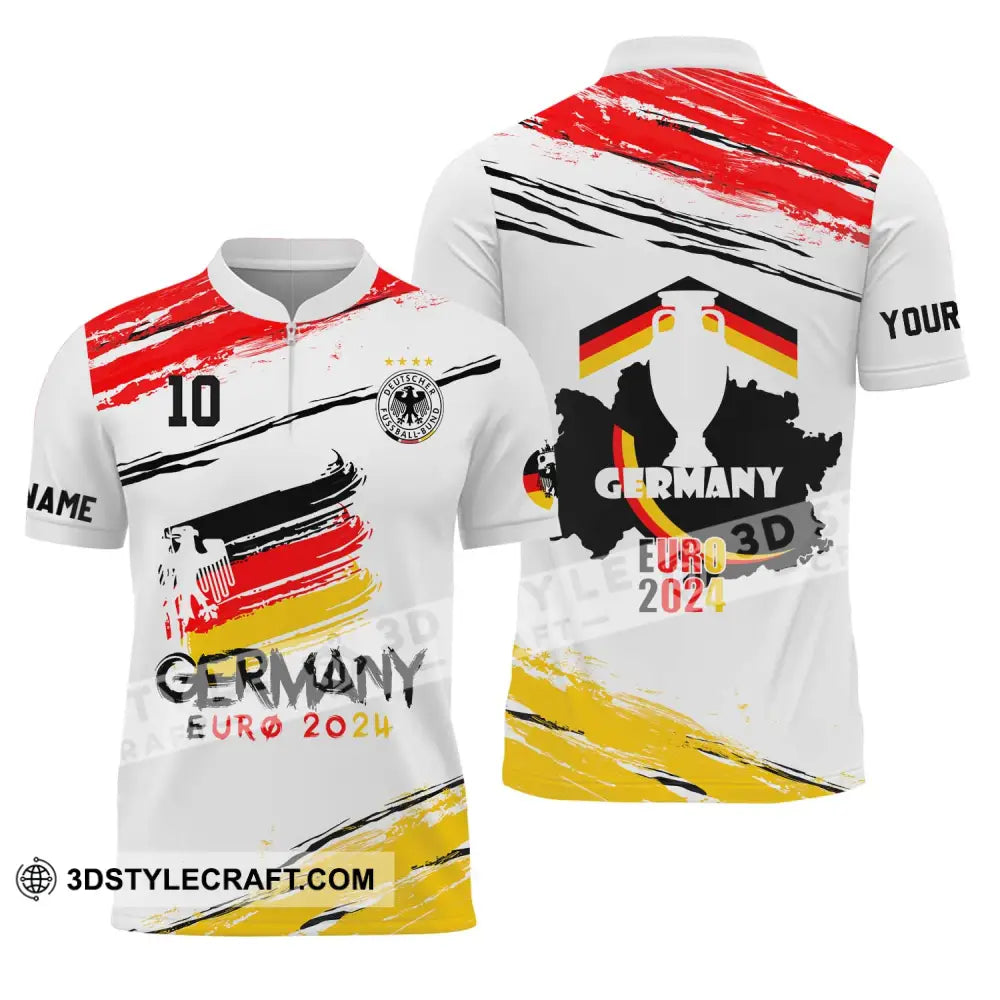 Unisex Shirt - Custom Name Germany National Team Euro 2024 Zipper Polo / S T-Shirt