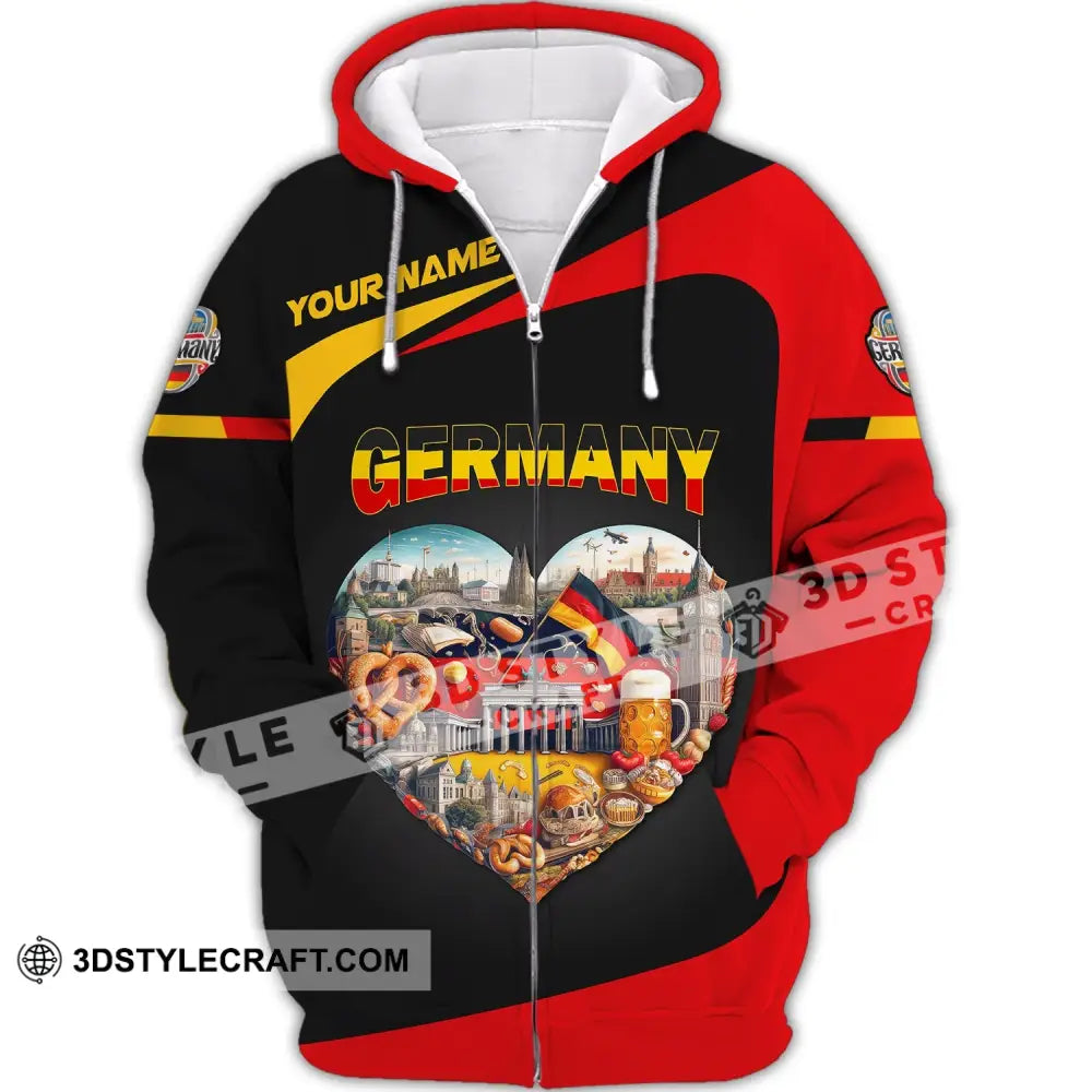 Unisex Shirt Custom Name Germany T-Shirt German Polo Love Zipper Hoodie / S