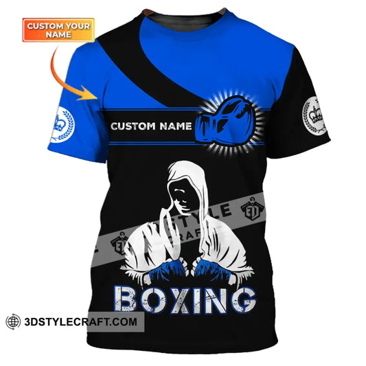 Unisex Shirt - Custom Name Gift For Boxing Lover Royal Blue And Black T-Shirt