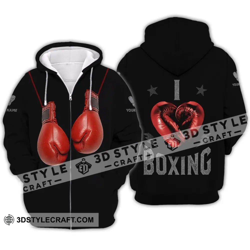 Unisex Shirt - Custom Name Gift For Boxing Lover Zipper Hoodie / S T-Shirt