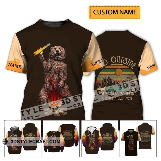 Unisex Shirt - Custom Name Shirt - Go Outside Worst Case Scenario A Bear Kills You style option 2