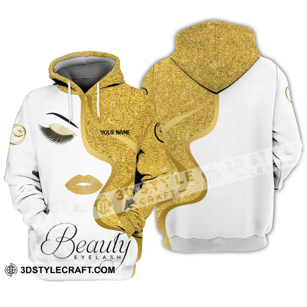 Unisex Shirt - Custom Name Gold Blink Beautiful Eyelash Hoodie / S T-Shirt