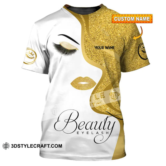 Unisex Shirt - Custom Name Gold Blink Beautiful Eyelash T-Shirt