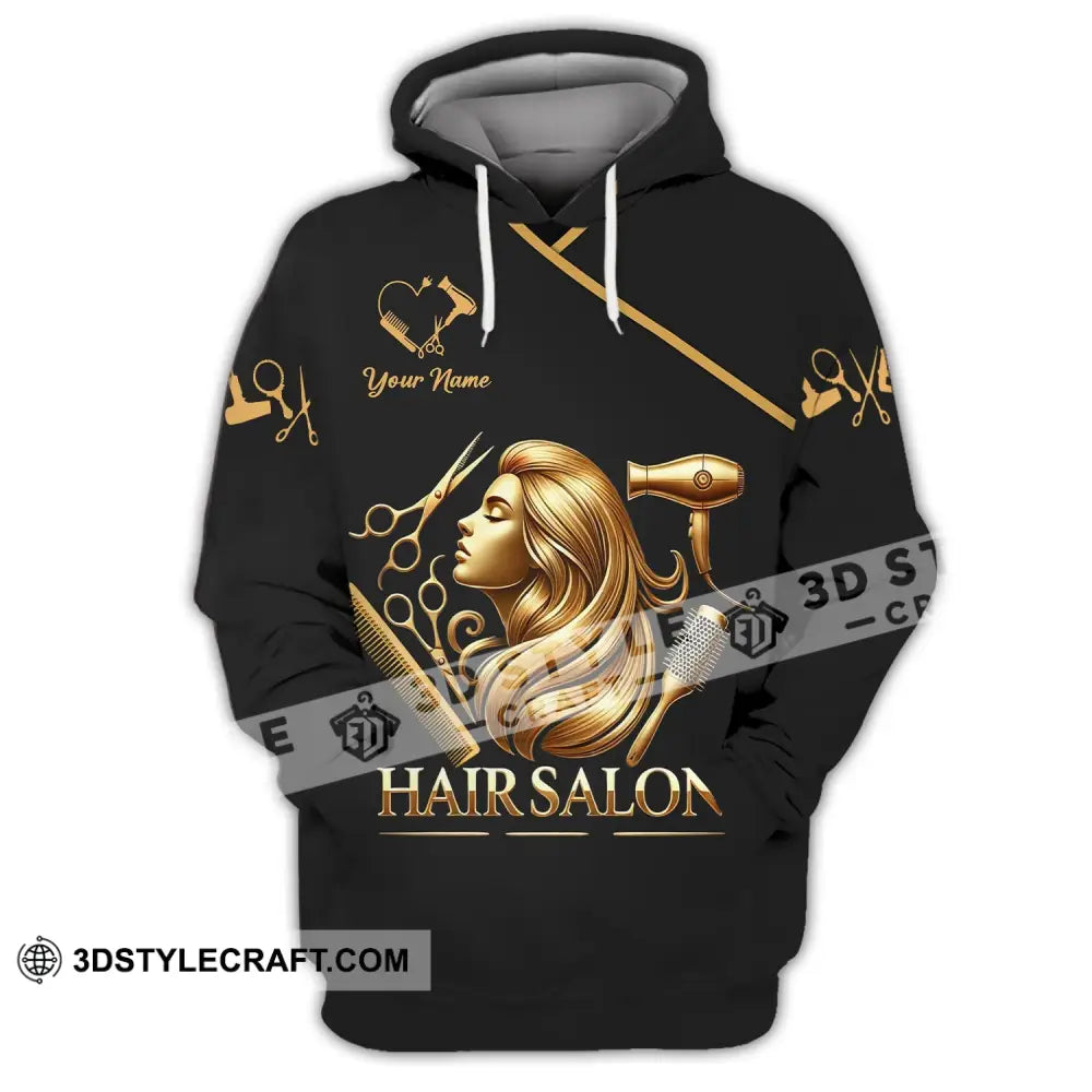 Unisex Shirt - Custom Name Golden Hair Salon Hoodie / S T-Shirt