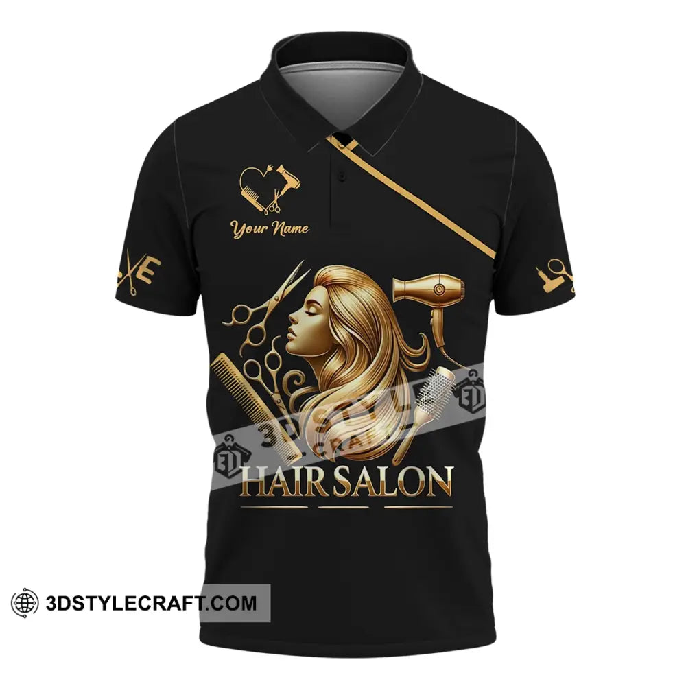 Unisex Shirt - Custom Name Golden Hair Salon Polo / S T-Shirt