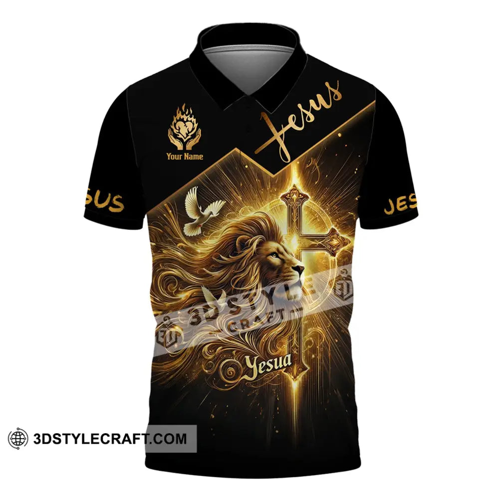 Unisex Shirt - Custom Name Golden Jesus Polo / S T-Shirt