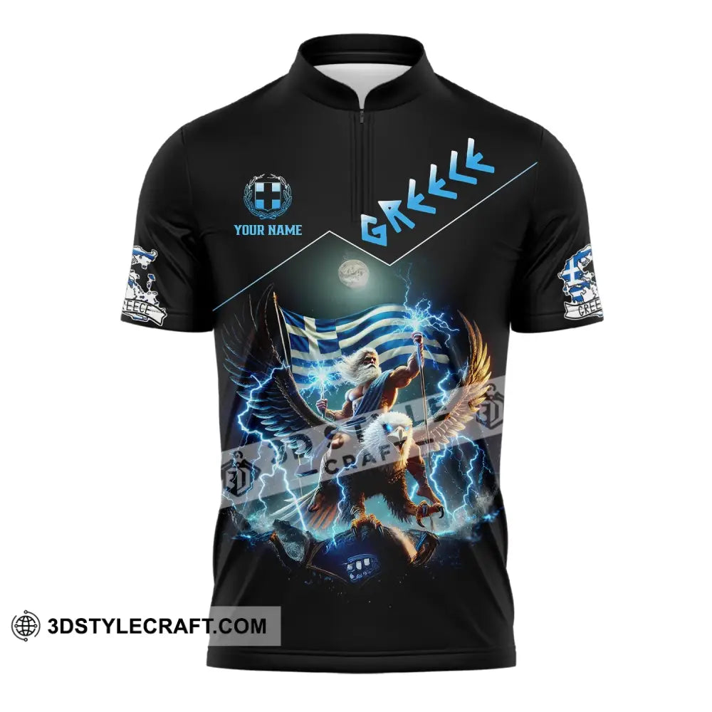 Unisex Shirt Custom Name Greece Love T-Shirt Zipper Polo / S T-Shirt