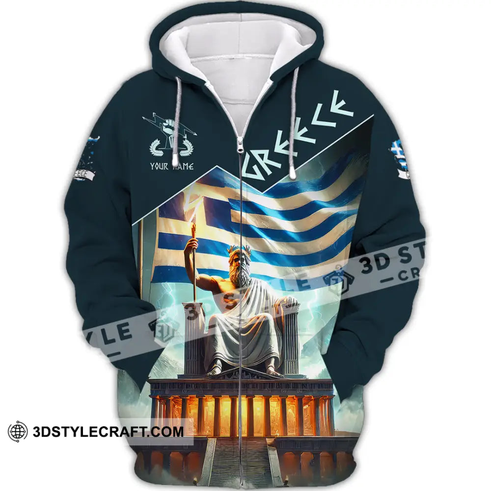 Unisex Shirt Custom Name Greece T-Shirt Lover Gift Zipper Hoodie / S T-Shirt