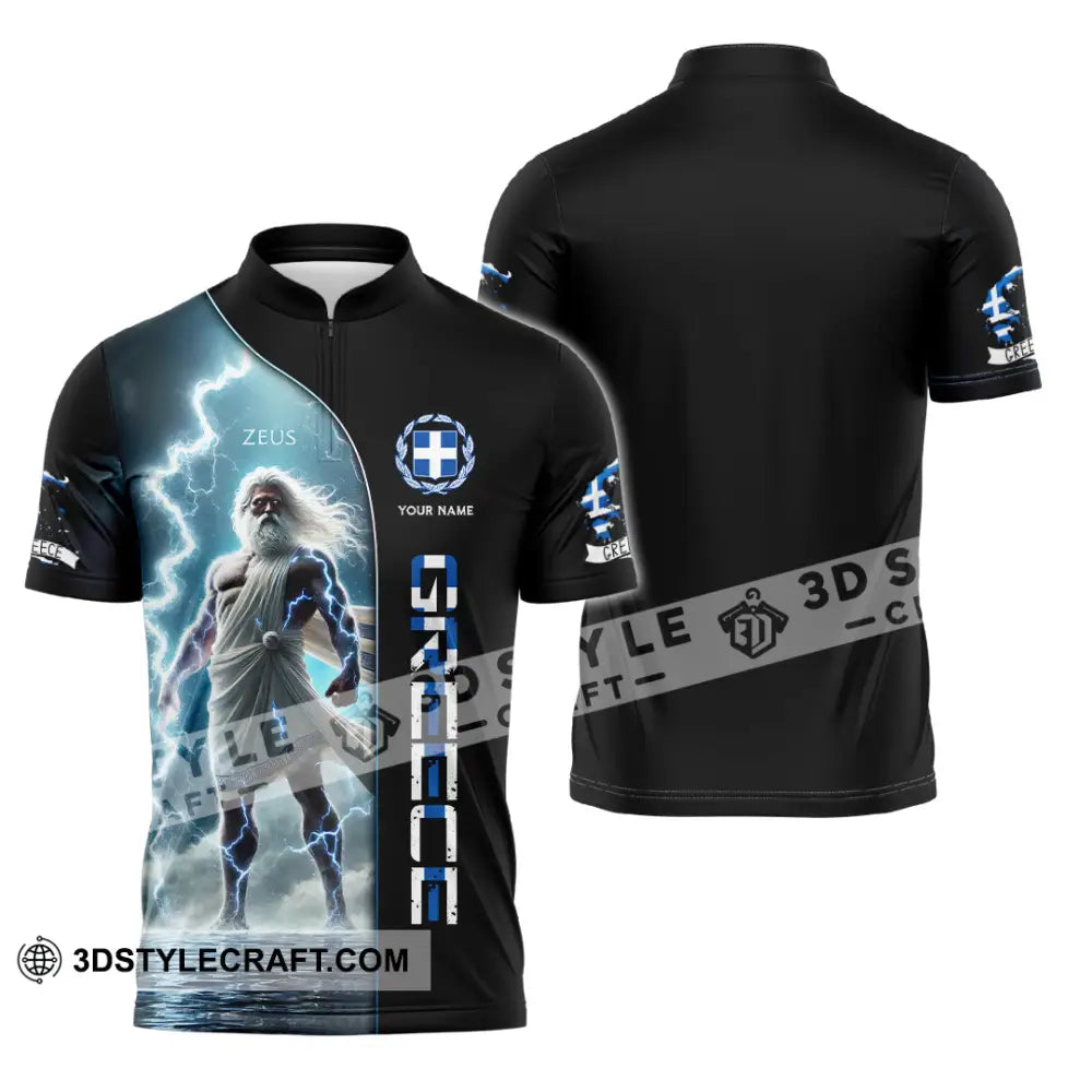 Unisex Shirt Custom Name Greece T-Shirt Lover Gift Zipper Polo / S T-Shirt