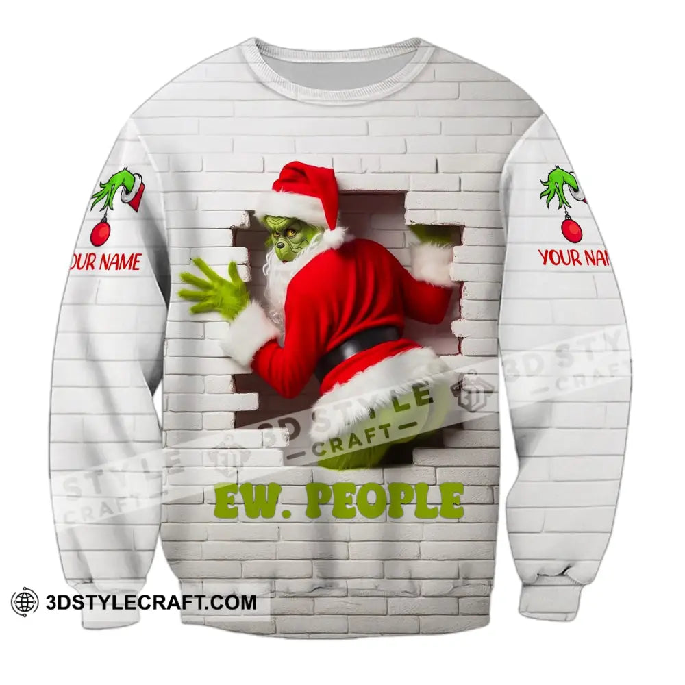 Unisex Shirt Custom Name Grinch Christmas Ew People Gift Long Sleeve / S T-Shirt