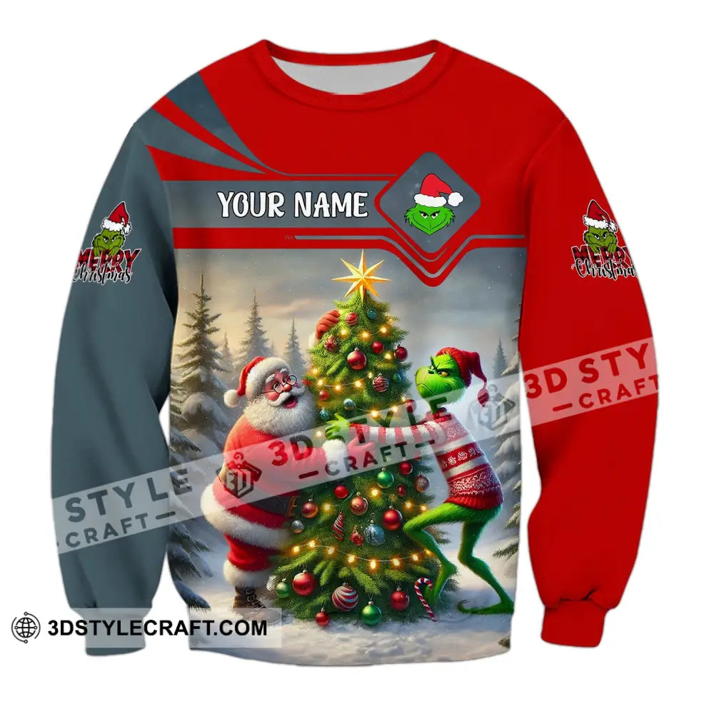 Unisex Shirt Custom Name Grinch Christmas Merry Grinchmas Gift Long Sleeve / S T-Shirt