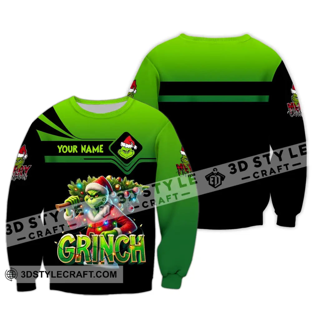 Unisex Shirt Custom Name Grinch Christmas Merry Grinchmas Gift Long Sleeve / S T-Shirt