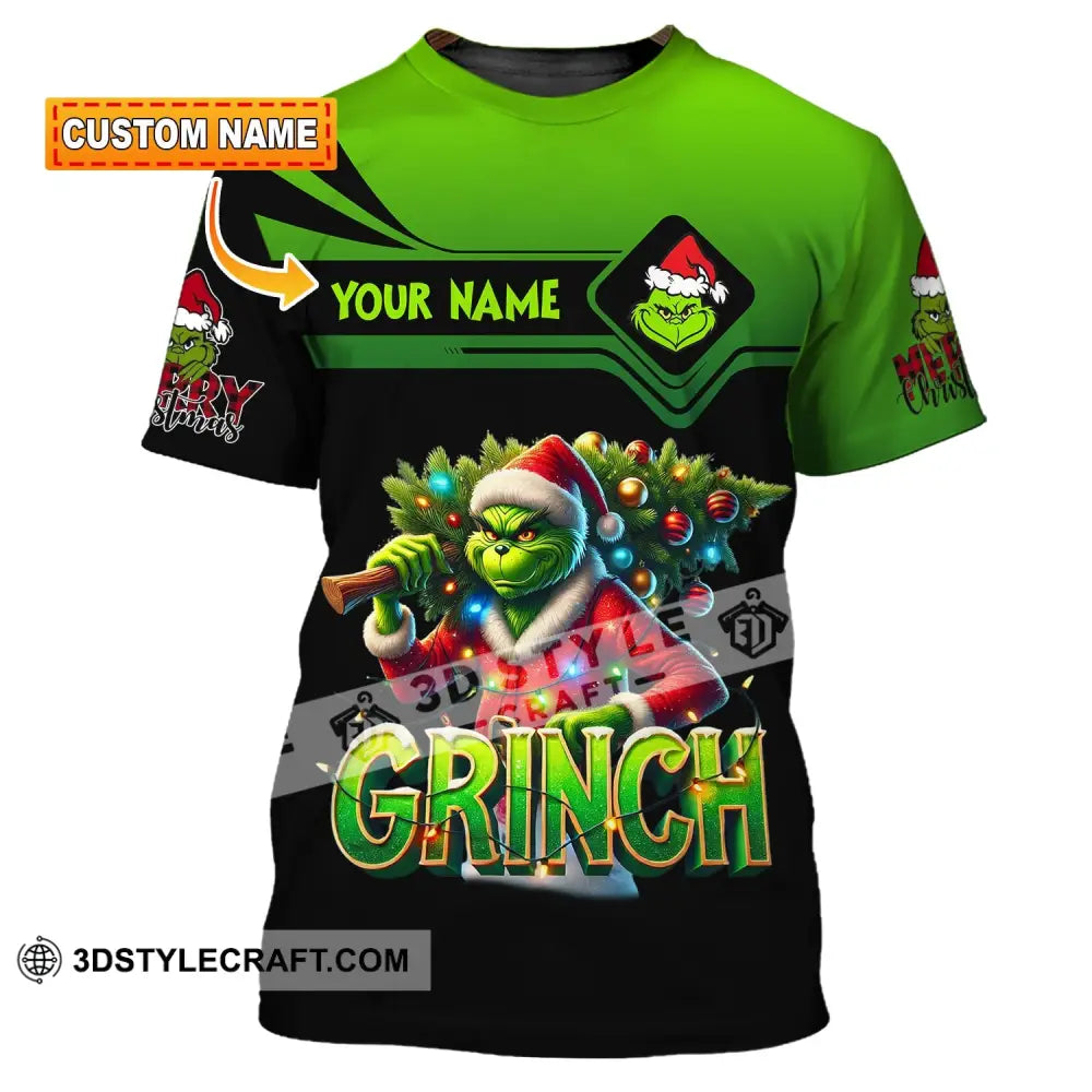 Unisex Shirt Custom Name Grinch Christmas Merry Grinchmas Gift T-Shirt