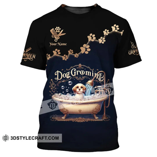 Unisex Shirt, Custom Name Groomer Shirt, Dog Grooming T-Shirt Hoodie, Shirt for Dog Groomers style option 2