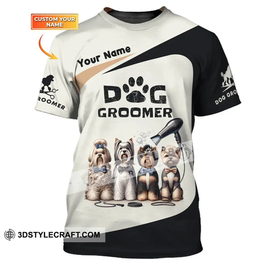 Unisex Shirt Custom Name Groomer Dog Hoodie Pet Grooming T-Shirt