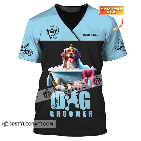 Unisex Shirt, Custom Name Groomer Shirt, Dog Groomer Polo Hoodie, Pet Grooming T-Shirt style option 1