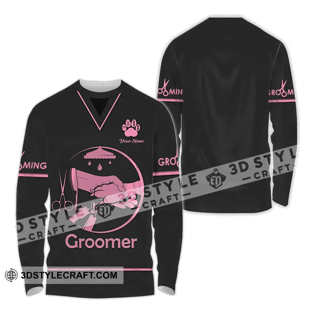 Unisex Shirt - Custom Name Groomer Grooming Long Sleeve / S T-Shirt