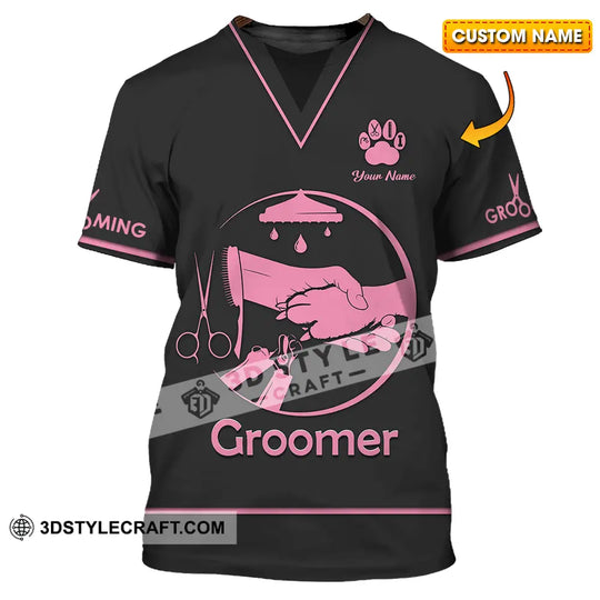 Unisex Shirt - Custom Name Groomer Shirt, Grooming style option 1