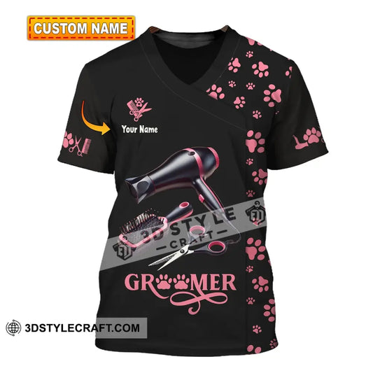 Unisex Shirt Custom Name Groomer Pet Care Apparel Grooming T-Shirt T-Shirt