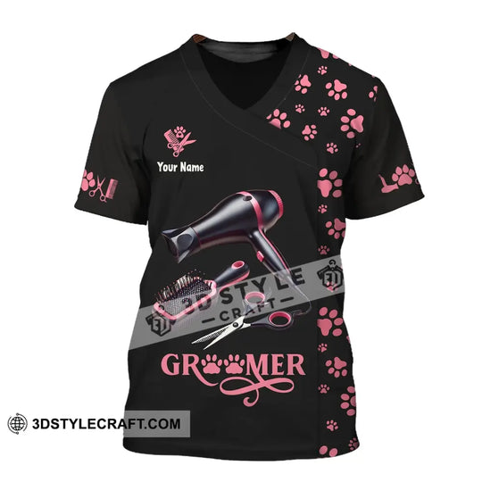 Unisex Shirt, Custom Name Groomer Shirt, Pet Care Apparel, Pet Grooming T-Shirt style option 2