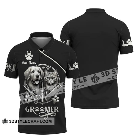 Unisex Shirt, Custom Name Groomer Shirt, Pet Grooming T-Shirt Hoodie Long Sleeve Shirt style option 4