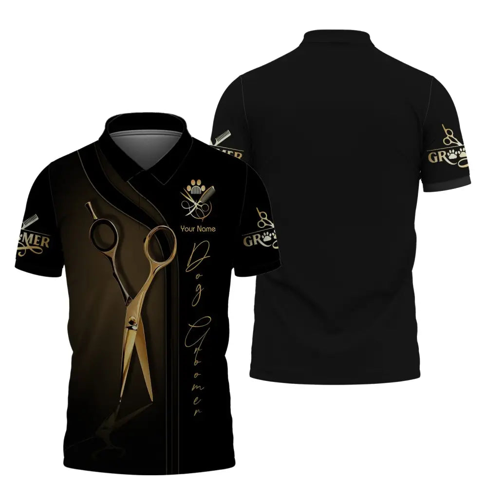 Unisex Shirt Custom Name Groomer Pet Grooming T-Shirt Hoodie Polo / S
