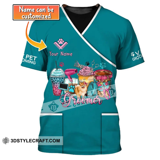 Unisex Shirt, Custom Name Groomer Shirt, Pet Groomer Hoodie, Pet Grooming T-Shirt style option 1